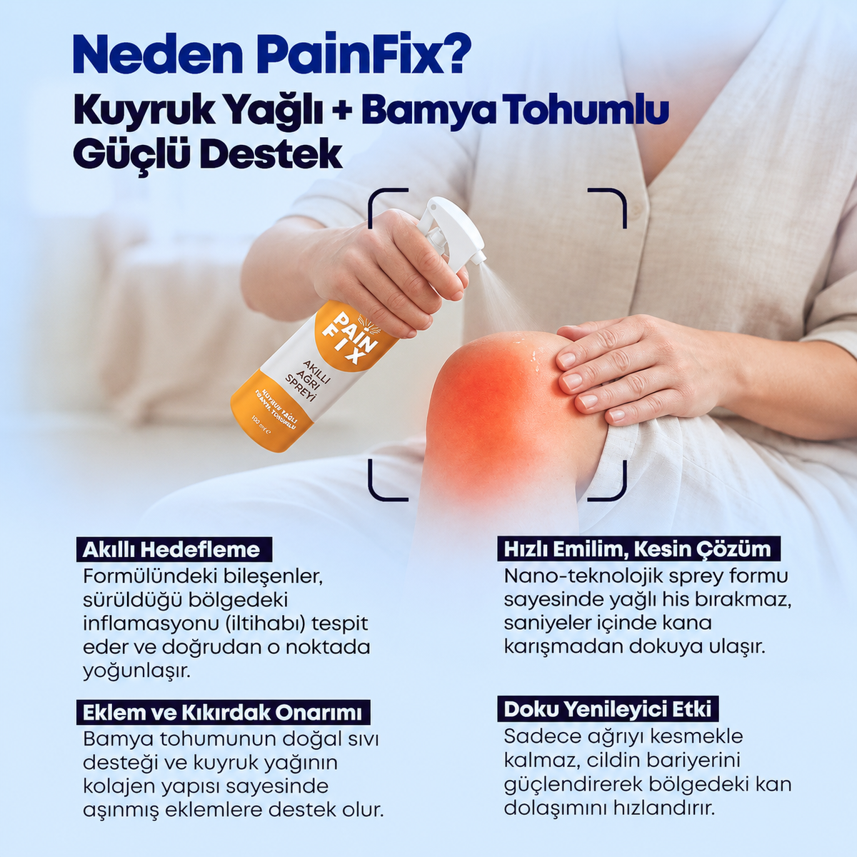 PAIN FIX Kuyruk Yağlı +Bamya Tohumlu Akıllı Ağrı Spreyi 100Ml