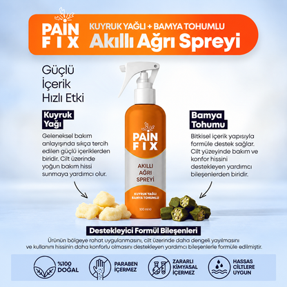 PAIN FIX Kuyruk Yağlı +Bamya Tohumlu Akıllı Ağrı Spreyi 100Ml
