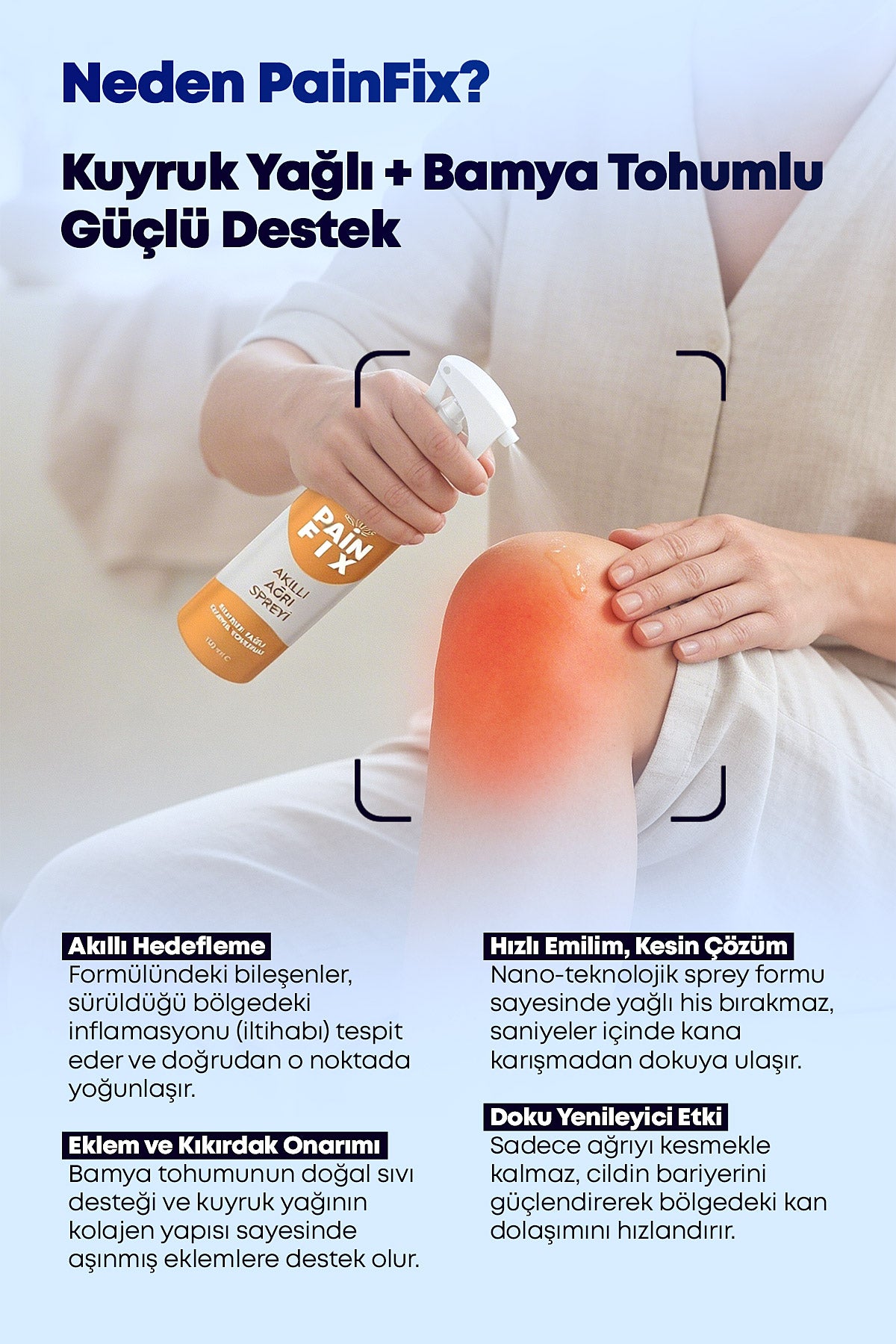 PAIN FIX Kuyruk Yağlı +Bamya Tohumlu Akıllı Ağrı Spreyi 100Ml