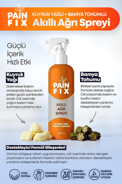 PAIN FIX Kuyruk Yağlı +Bamya Tohumlu Akıllı Ağrı Spreyi 100Ml